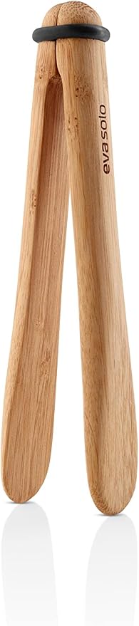EVA SOLO | Nordic Kitchen Charcuterie Tongs | Practical and Stylish Serving Tongs made of Bamboo and Silicone Ring | Easy Storage | Bamboo