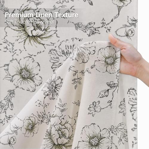 Farmhouse Floral Vintage Shower Curtain for Bathroom, Black and Tan Taupe