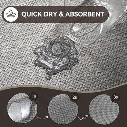YDKGL Half Circle Bath Mat, Non Slip Thin Bathroom Rugs, Grey 16x24