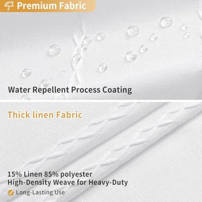 Boho Striped Tassel Linen Shower Curtain,3D Embroidery Stripe White,54x78