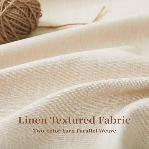 BTTN Extra Long Scalloped Linen Textured Shower Curtain, 72x96, Beige/Cream