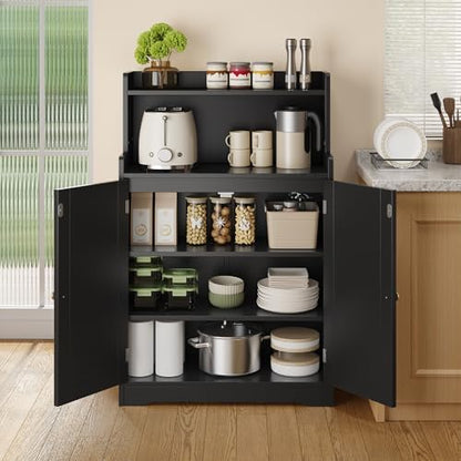 Gizoon Small Bathroom Storage Cabinet, Freestanding Organizer, Black
