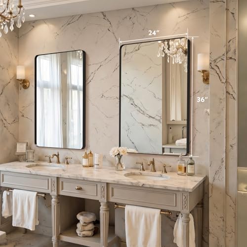 36"x24" Bathroom Vanity Mirror for Wall Aluminum Framed Farmhouse Rectangle