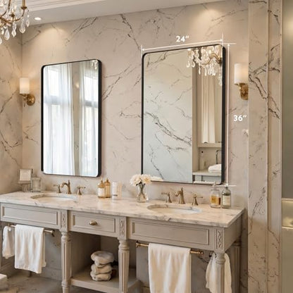 36"x24" Bathroom Vanity Mirror for Wall Aluminum Framed Farmhouse Rectangle