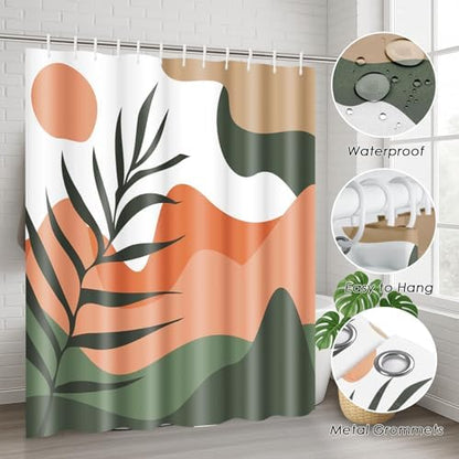 Bathroom Sets with Shower Curtain and Rug 4 Pcs, Boho Sun Mountain