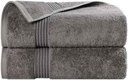 SUPERIOR Egyptian Cotton Bath Towel Set, Home Bathroom Towels, Master, Guest Bath, Decor Essentials, Quick Dry, Absorbent, Large Body Towels, Spa, Hotel, Resort, Adult, Kids, Set of 2, Charcoal