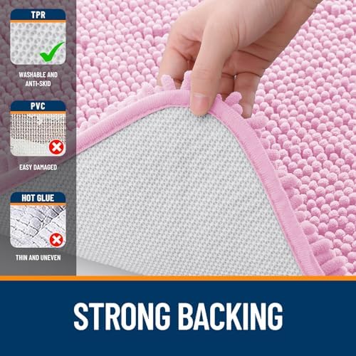 OLANLY Toilet Rugs U-Shaped 24x20, Soft Absorbent Chenille Contour Rugs
