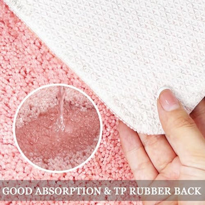 Small Bath Mat Pink Bathroom Rugs - Trendy Absorbent Cute Rugs, Pink Bathroom Decor, Non Slip Bath Mat Decor Funny Rug Aesthetic Bathmats for Sink tub and Shower 16" x 24"