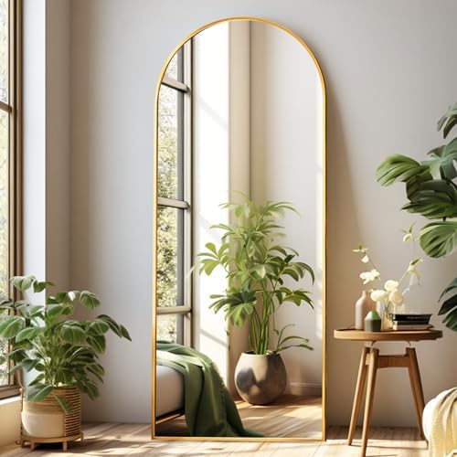 Dewfig Mirror Full Length, 64"X21" Arched Floor Mirror, Gold