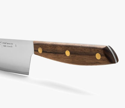 Arcos Chef Knife 8 Inch Stainless Steel. Professional Kitchen Knife for Cooking. Ovengkol Wood Handle 100% natural FSC and 210 mm Blade. Series Nordika