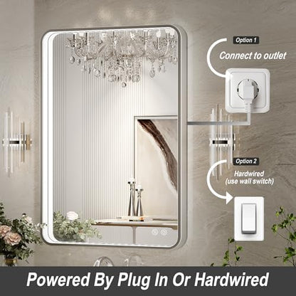 28x36 Inch LED Sliver Frame Bathroom Mirror,ETL Listed