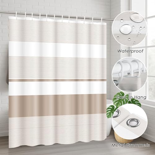 Bathroom Sets with Shower Curtain and Rugs, 4 Pcs, Abstract Striped