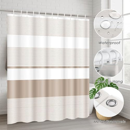 Bathroom Sets with Shower Curtain and Rugs, 4 Pcs, Abstract Striped