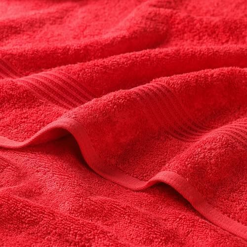 Superior Egyptian Cotton 3-Piece Towel Set, Assorted Towels for Home Bathroom, Master, Guest Bath, Decor Essentials, Includes 1 Bath, 1 Hand, 1 Face Towel/Washcloth, Quick Dry, Absorbent, Red