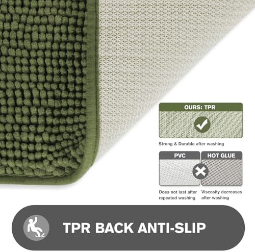 Bathroom Rugs 36 x 60 Inch – Extra Large Bath Mat | Absorbent and Washable Thick Chenille Bath Rugs Non-Slip Runner Rug for Bathroom, Shower, Tub(Sage)