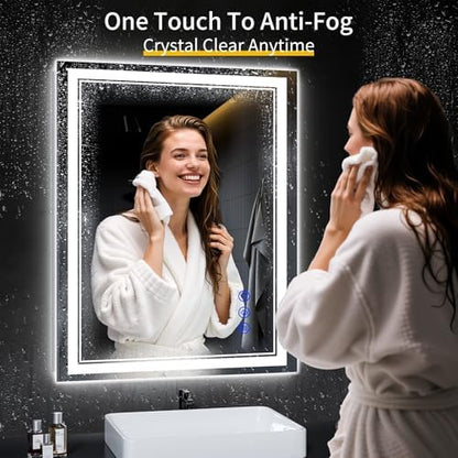38"x30" LED Bathroom Mirror with Lights,Anti-Fog,3 Color Modes