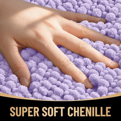 OLANLY Thick Chenille Small Bathroom Rugs Mats 24x16, Lavender
