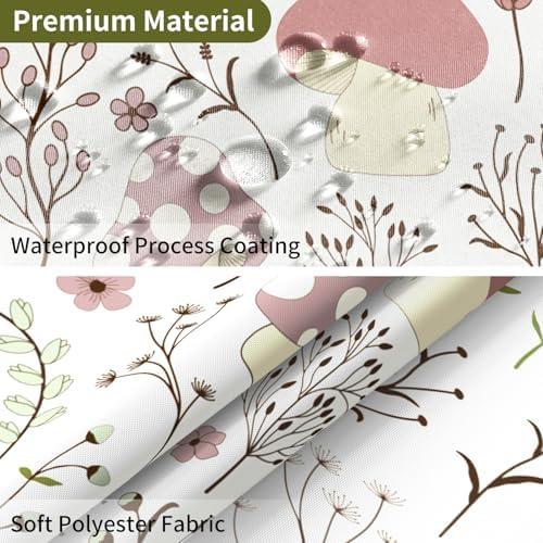 deFouliao Mushroom Shower Curtain, Boho Floral Waterproof Shower Curtain for Bathroom Bathtub Home Curtain Decor with Hooks, Machine Washable, 65''Wx72''L