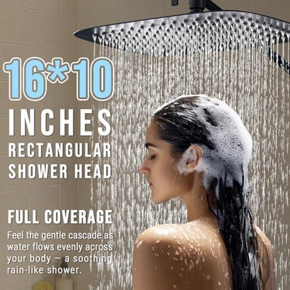 G-Promise All Metal 16" Rain Shower Head with Handheld for Bathroom Upgrade