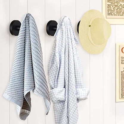 Bathroom Robe Towel Hooks Coat Matte Black Wall Hook Stainless Steel Heavy Duty Door Hanger Towel Robe Clothes Cabinet Closet Sponges Hook for Bathroom Bedroom Kitchen Hotel Pool 16 Packs
