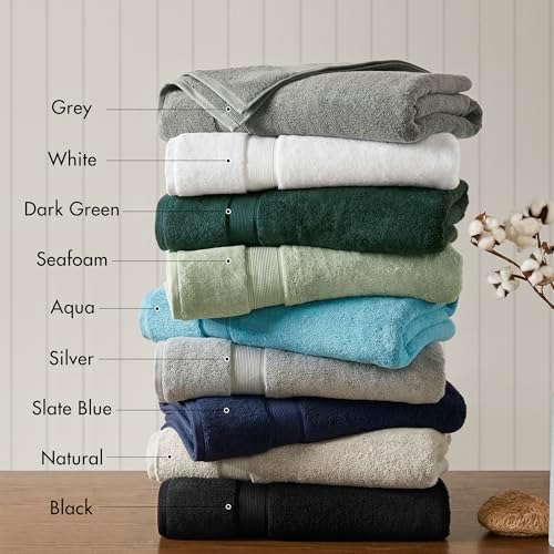 Madison Park Cotton Bath Sheet 2 Piece Oversized, 800GSM, 34" x 68" Black