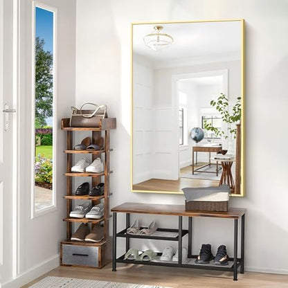 COFENY 40x60inch Gold Bathroom Mirror, Gold Rectangle Mirror with Frame, Large Rectangular Wall Mirrors for Bathroom, Living Room, Hair Salon, Big Farmhouse Mirror Hang Horizontal/Vertical
