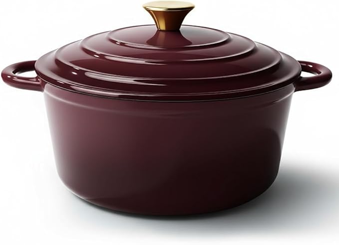 Vintage Style 4.5 Quart Dutch Oven Pot with Lid, Non Stick Enameled Cast Iron Dutch Oven for Bread Baking, Heavy-Duty, Oven Safe Ceramic Cookware Up to 500°F for Baking, Braising, Stews, Roasting, Fig