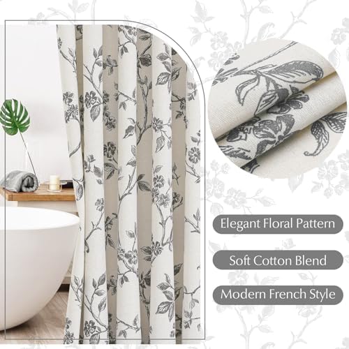 MitoVilla Extra Wide Cotton Floral Shower Curtain for Bathroom,108 x 72
