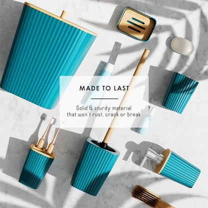Clara Clark Teal Bathroom Set, Bathroom Sets with Shower Curtain and Rugs