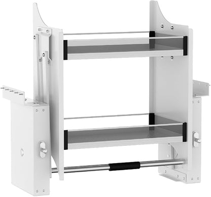 Pull Down Shelf for Kitchen Upper Cabinet, Heavy Duty Cabinet Organizer Large Storage Space, White, 26-28 Inch Width