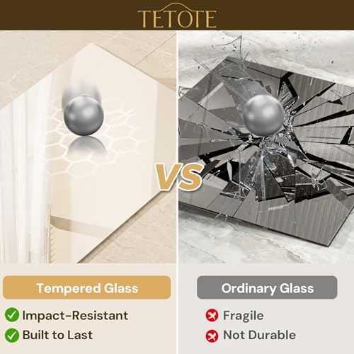 TETOTE 48" x 36" Frameless Bathroom Mirrors for Over Sink Wall-Mounted Vanity Mirror for Bedroom, Living Room, Entryway, Gym, Horizontal/Vertical