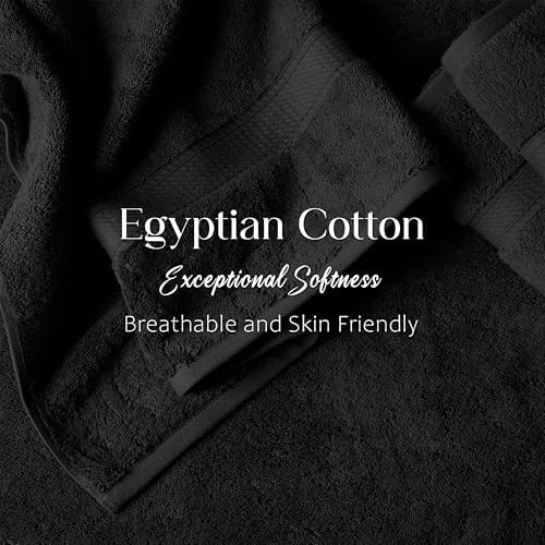 SUPERIOR Egyptian Cotton Ultra Plush & Absorbent, 6 Piece Set, Black