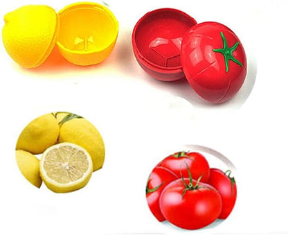 4 PCS Fruit and Vegetable Shaped Food Saver Storage Containers Holder Refrigerator Vegetable Crisper(Onion, tomato, lemon, green pepper)