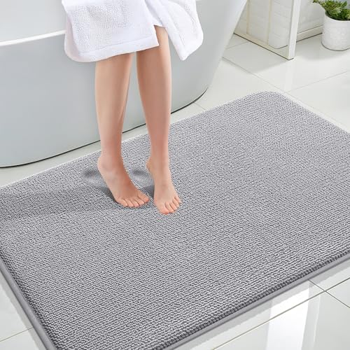 OLANLY Thick Memory Foam Large Bathroom Rug 47x32, Absorbent Bath Mat, Grey