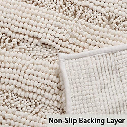Turquoize Bathroom Rug 24"x36", Soft Absorbent Chenille Bath Rug, Ivory