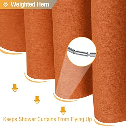 BTTN Burent Orange Linen Textured Waterproof Fabric Shower Curtain, 72x72