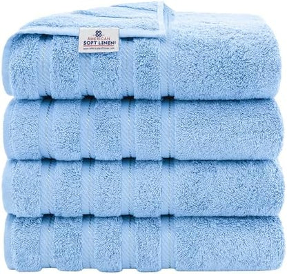 American Soft Linen 100% Cotton Luxury Turkish Towels, 4 PC Bath Towel Set