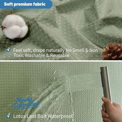 2-in-1 Waterproof Fabric Shower Curtain - No Separate Liner Needed, Hotel-Style Waffle Weave, Effortless Cleaning & Washable Bathroom Shower Curtain Set,72Wx84H,SageGreen