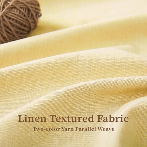 BTTN Boho Scalloped Linen Textured Cloth Shower Curtain Set, 72x84, Yellow