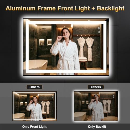 LED Bathroom Mirror with Light, 24x36 Vanity Mirror for Wall with Frame