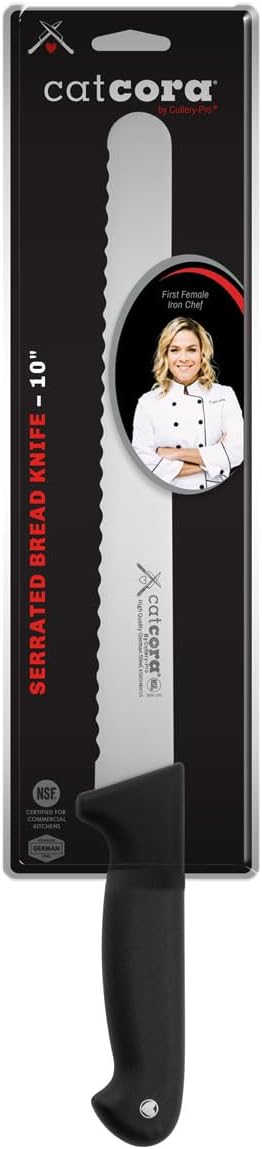 CAT CORA Serrated Bread Knife, Professional 10-Inch German Steel Blade For Homemade Sourdough, Artisan Bread Slicing, or Cake Cutting, Ergonomic Soft-Grip Handle, NSF-Certified Kitchen Knife