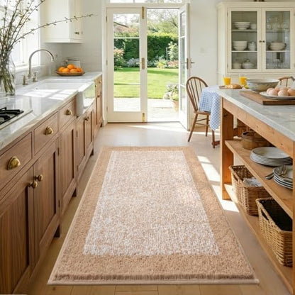 48x32 Large Bathroom Rugs Non Slip Washable, Soft Absorbent Bath Mat Beige