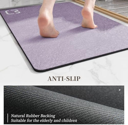 Extra Long Bathroom Runner Stone Bath Mats for Bathroom,17"x59"Lavender