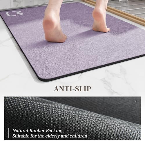 Diatomaceous Earth Bath Mat Stone Bath Mats for Bathroom,17"x32",Lavender