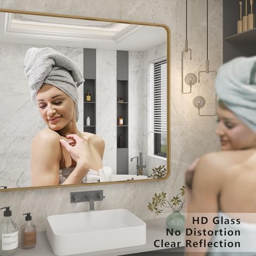 24x30 Inch Gold Bathroom Vanity Mirror
