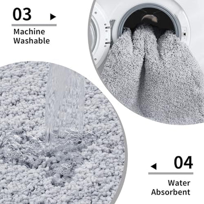 Disolla Bathroom Rug 17x24 - Non-Slip Plush Small Bath Mat, Highly Absorbent & Ultra Soft Fluffy Floor Mat, Machine Washable for Shower and Tub, Silver Grey