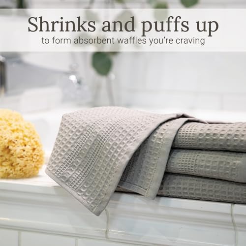 GILDEN TREE Waffle Hand Towels for Bathroom Quick Dry Towel Super Absorbent Thin 100% Cotton Lint Free, Hand Towels for Bathroom Set of 2, Classic Style (Pewter)