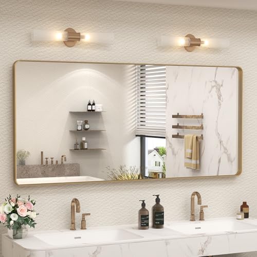 CAHRMOR 60x28 Inch Brushed Gold Mirror for Bathroom