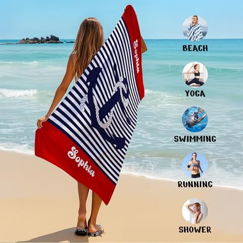 JML Personalized Beach Towel with Name, Microfiber, 35 x 70 in