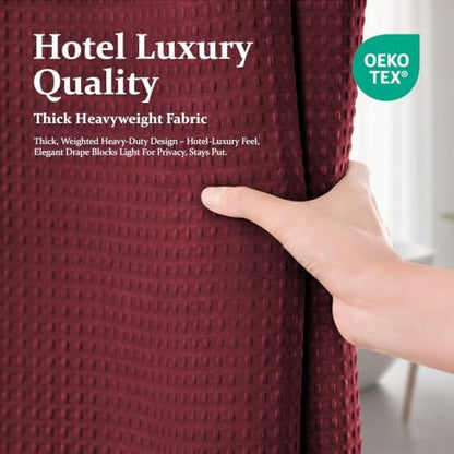 Dynamene Extra Wide Waffle Shower Curtain 256 GSM Fabric 108x72 Burgundy